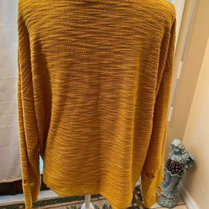 Shredded distressed Mustard Sweater XL